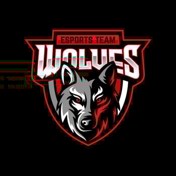 wolves mascot esport logo character design for wolf gaming and sport vector