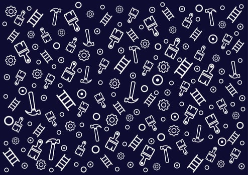Repair icons vector illustration creative graphic design background. Dark blue backdrop. White symbols.
