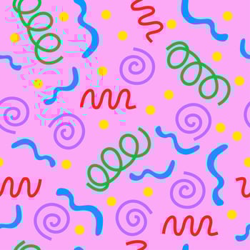 Geometric seamless pattern with colorful circles and spirals. vector