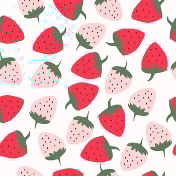 Strawberries seamless cute pattern design. Red and pink colors. vector