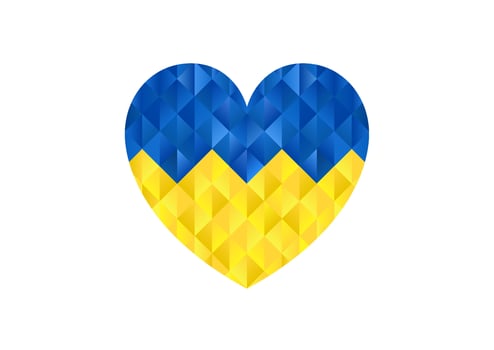 Abstract heart background with ukraine flag. Pray for peace ukraine vector illustration on white background concept of praying mourning humanity no war.