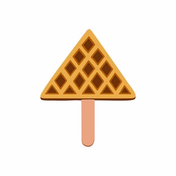 Sweet food and dessert food, vector illustration of golden brown triangle shape homemade corn dog or hot dog waffle on a stick. Isolated on white background.
