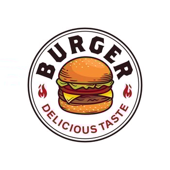 Hot Burgers Vector Logo Illustration. Modern burgers emblem. Vector art.
