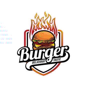 Hot Burgers Vector Logo Illustration. Modern burgers emblem. Vector art.