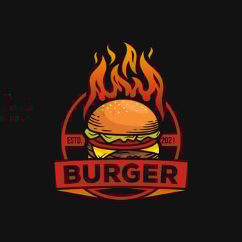 Hot Burgers Vector Logo Illustration. Modern burgers emblem. Vector art.