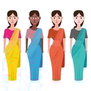 Indian Women Saree Ethnic Wear Cartoon Character Icon Illustration Sign Symbol Design Vector