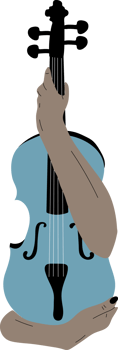 Poster idea for music event, with symbols of the violin instrument. Banner, flyer, invitation, ticket or advertising banner with abstract violin. Flat PNG illustration. Hand drawn style.