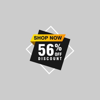 56 discount, Sales Vector badges for Labels, , Stickers, Banners, Tags, Web Stickers, New offer. Discount origami sign banner.