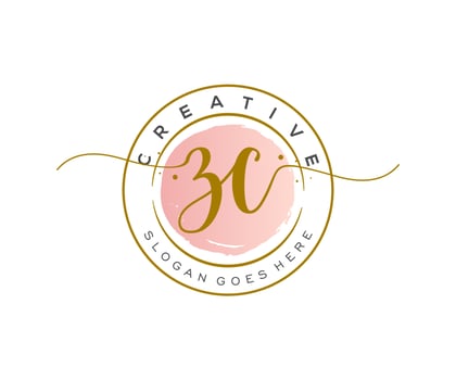 initial ZC Feminine logo beauty monogram and elegant logo design, handwriting logo of initial signature, wedding, fashion, floral and botanical with creative template. vector