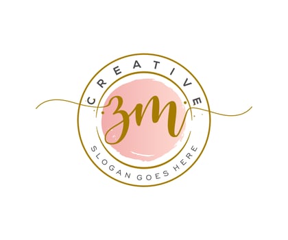 initial ZM Feminine logo beauty monogram and elegant logo design, handwriting logo of initial signature, wedding, fashion, floral and botanical with creative template. vector