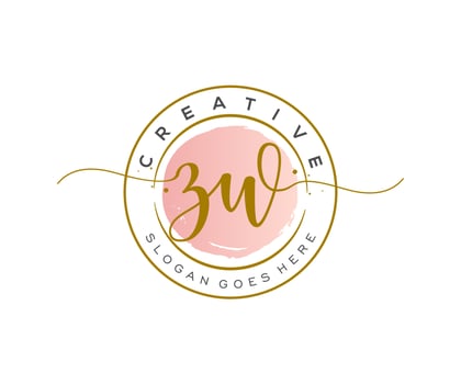 initial ZW Feminine logo beauty monogram and elegant logo design, handwriting logo of initial signature, wedding, fashion, floral and botanical with creative template. vector