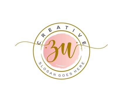 initial ZU Feminine logo beauty monogram and elegant logo design, handwriting logo of initial signature, wedding, fashion, floral and botanical with creative template. vector