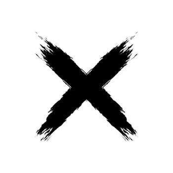 Grunge letter X Hand drawn X mark vector template. Brush X vector. wrong, not true, rijected