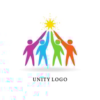 Unity Logo. togetherness and community design, social connection icon, logo template unity of people. union logo vector template