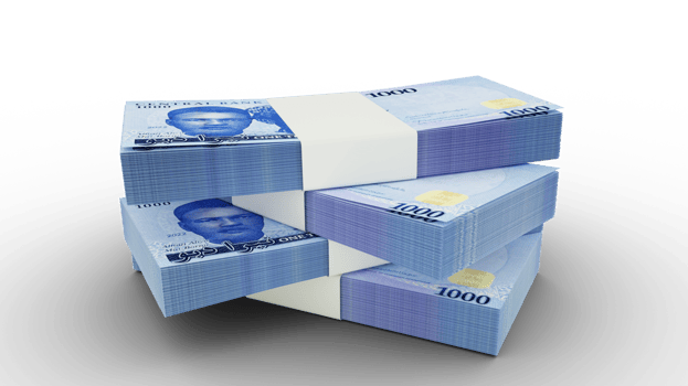 3d rendering of Stack of 1000 Nigeria Naira notes. Few bundles of naira currency isolated on transparent background png