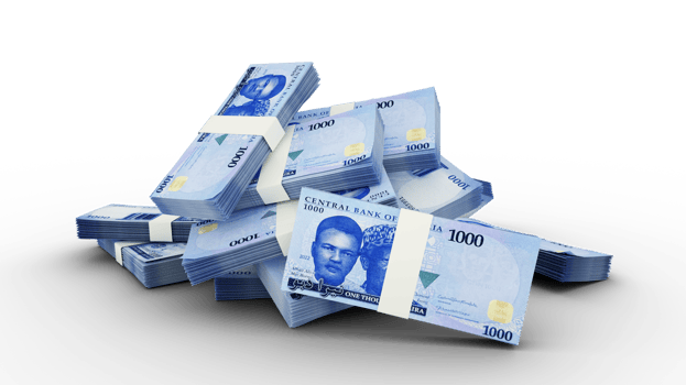 3D Stack of 1000 Nigerian naira notes png