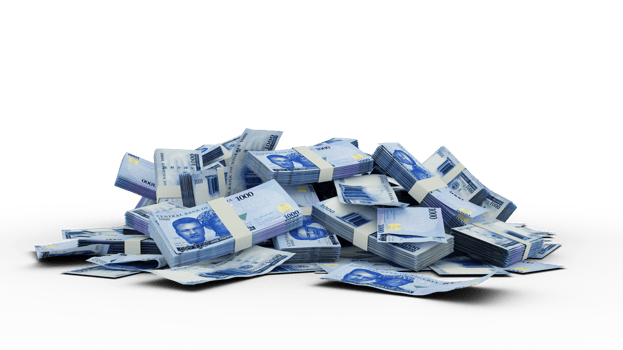 3D Stack of 1000 Nigerian Naira notes png