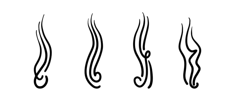 Smoke or Scent Steam Line Icon Set. Vector illustration