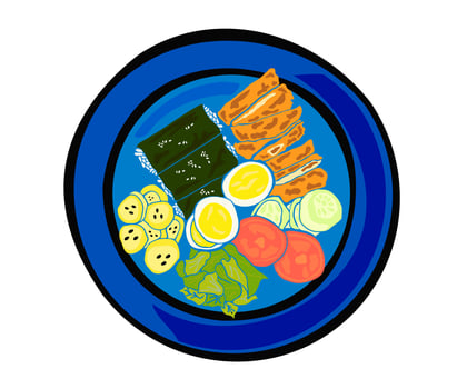 Healthy meal on the blue plate vector