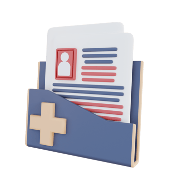 3d illustration of patient health data folder png