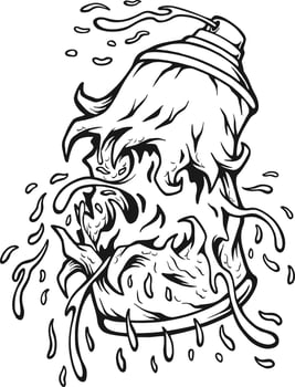 Scary dripping paint zombie spray cans monochrome vector