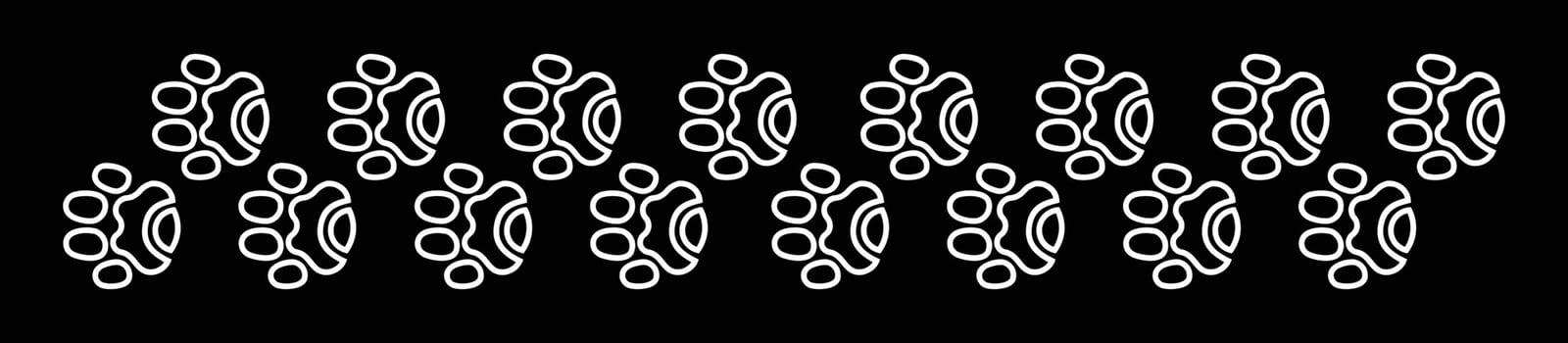 Paw foot trail print of animal ,Different animal paw stock vector icon set. icons for design on black background