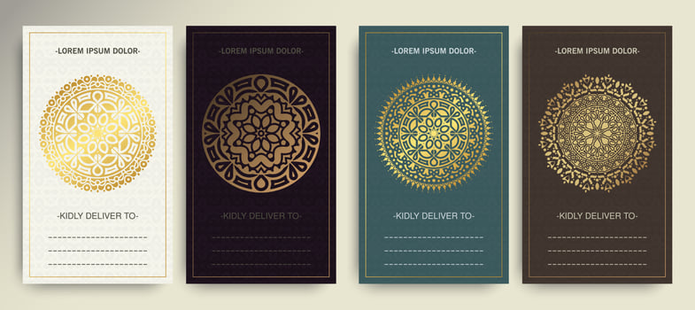 Luxury mandala decorative card in gold color vector
