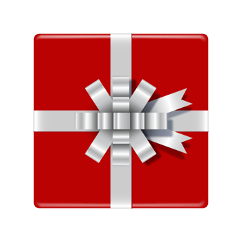 A red gift box tied with a white ribbon. png