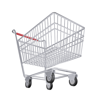 empty aluminum shopping cart in a bottom-up camera angle for designing various shopping promotions png