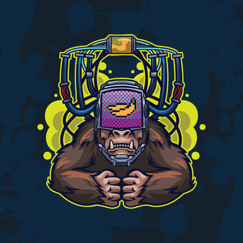 gorilla mascot logo design with modern illustration concept style for streetwear, emblem and t-shirt printing. vector