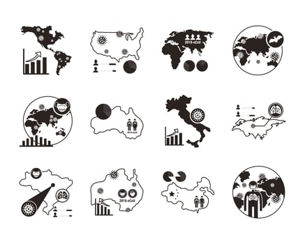 bundle of covid 19 designs, line style icon vector