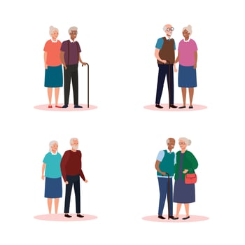Grandmothers and grandfathers avatars vector design