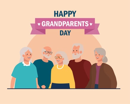 Grandmothers and grandfathers on happy grandparents day vector design