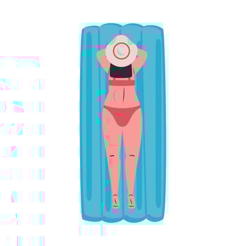 Girl cartoon with bikini backwards on float vector design