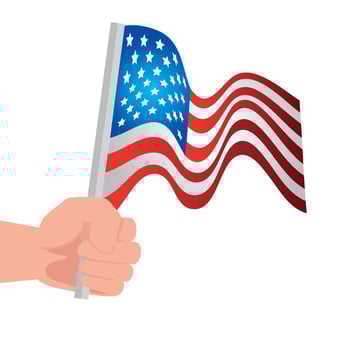 hand with united states flag on white background vector