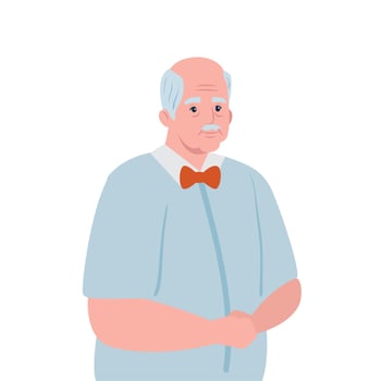 cute old man, grandfather on white background vector