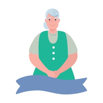 cute old woman with ribbon decoration , grandmother with ribbon decoration on white background vector