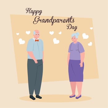happy grand parents day with cute older couple vector
