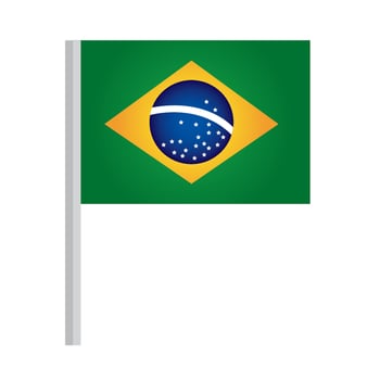 brazil flag in stick, on white background vector