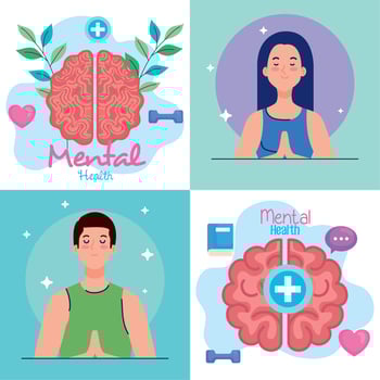 set banners of mental health with icons vector
