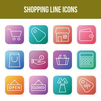 Unique Shopping Line icon set vector