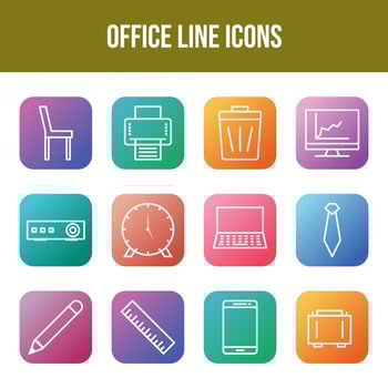 Unique Office Line icon set vector