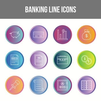 Unique Banking Line icon set vector
