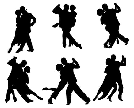 romantic dance silhouette vector collection.