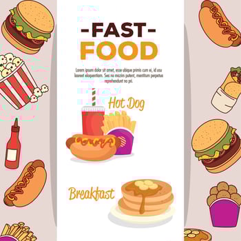 fast food poster, with icons of delicious fast food vector