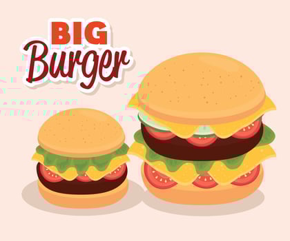 fast food poster, with big burgers vector