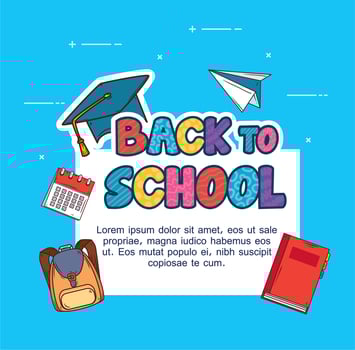 banner back to school, with set of supplies education vector