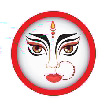 maa durga face in circle frame vector