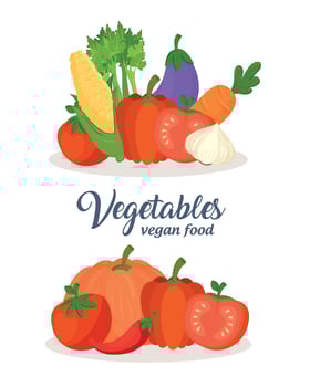 banner with set of vegetables, concept vegan food vector