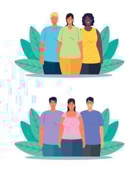 set scenes of multiethnic people, cultural and diversity concept vector